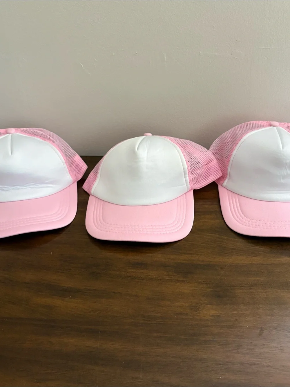 Pink and White Mesh Trucker Hat - Set of 3
